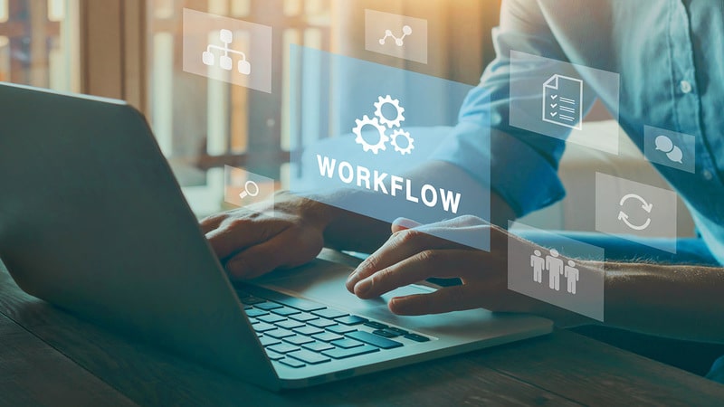 Workflow concept,  improve efficiency in business process with a